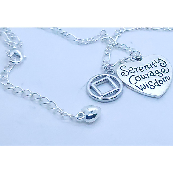 Narcotics Anonymous serenity courage wisdom heart necklace! Free NA goodie bag. - Picture 3 of 5